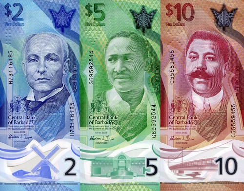 Barbados 2 - 10 Dollars Pick Number: New UNC Banknote