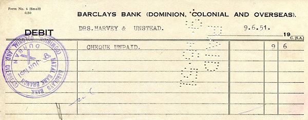 South Africa Barclays Bank Debit Slip Not Graded (see large scan)
