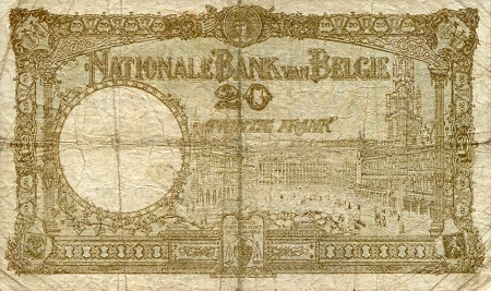Belgium 20 Francs VG/G (see large scan) pick #: 98b