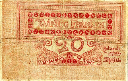Belgium 20 Francs VG/G (see large scan) pick #: 67g