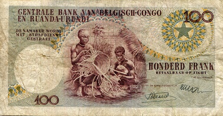 Belgian Congo 100 Francs F/VG+ (See large scan) pick #: 33a