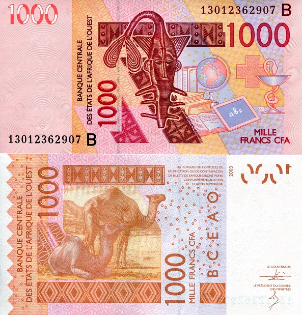 Benin 1,000 Francs Pick Number: 215Bm UNC Banknote