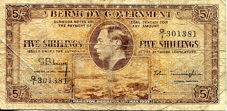 Bermuda 5 Shillings Pick Number: 8b VG (see large scan) Banknote