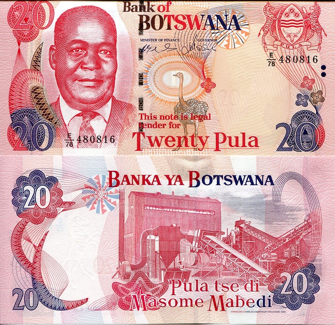Botswana 20 Pula Pick Number: 27 UNC Banknote