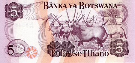 Botswana 5 Pula aUNC pick #: 11a