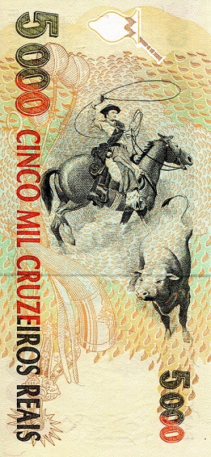 Brazil 5,000 Cruzeiros Reais aUNC pick #: 241