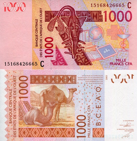 Burkina Faso 1,000 Francs Pick Number: 315Co UNC Banknote