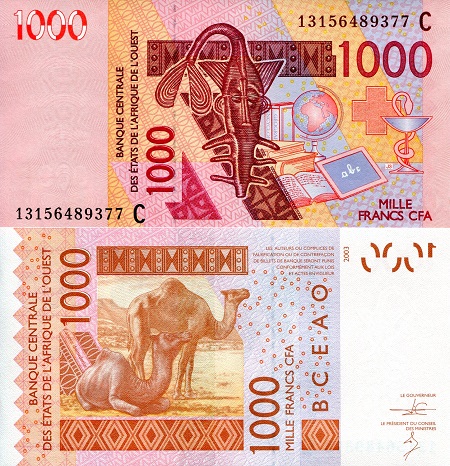 Burkina Faso 1,000 Francs Pick Number: 315Cm UNC Banknote