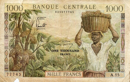 Cameroun 1,000 Francs Pick Number: 12b Poor (see large scan) Banknote
