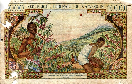 Cameroun 1,000 Francs G/Poor (see large scan) Holes/edge issues pick #: 12b