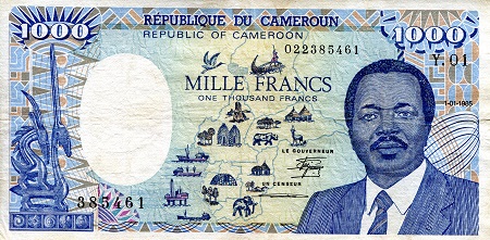Cameroun 1,000 Francs Pick Number: 25 F (see large scan) Banknote