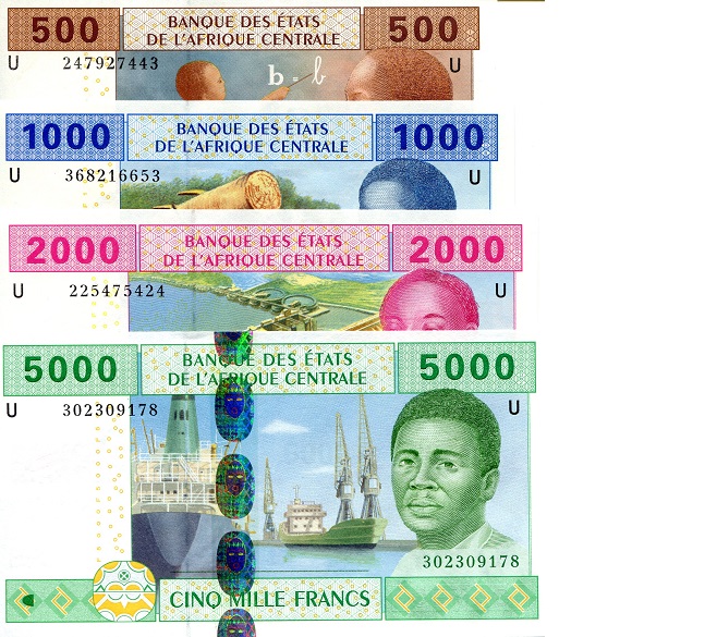 Cameroun 500 - 5,000 Francs Pick Number: 206U - 209U (sign varities) UNC Banknote