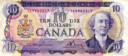 Canada 10 Dollars Pick Number: 88c F/VG Banknote