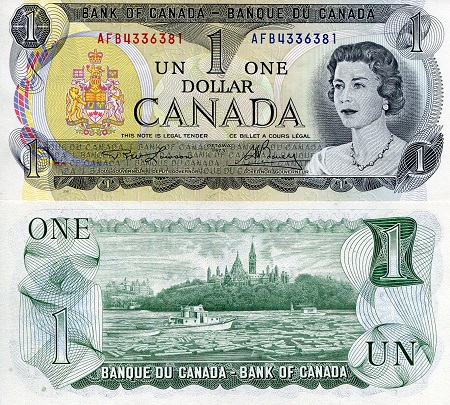 Canada 1 Dollar Pick Number: 85a UNC Banknote