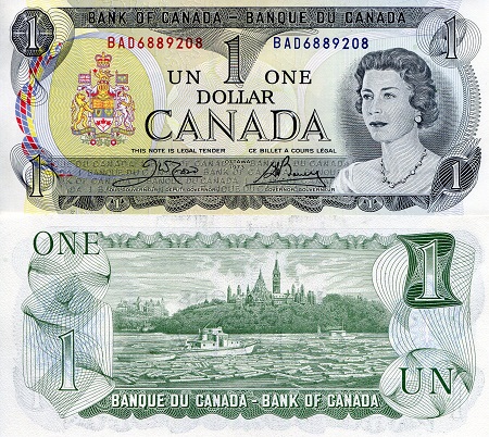 Canada 1 Dollar Pick Number: 85c UNC Banknote