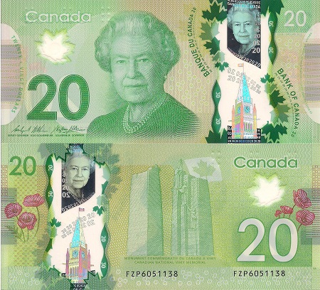 Canada 20 Dollars Pick Number: 108b UNC Banknote