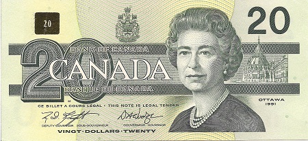 Canada 20 Dollars Pick Number: 97d aUNC Banknote