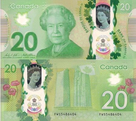Canada 20 Dollars Pick Number: 111a UNC Banknote