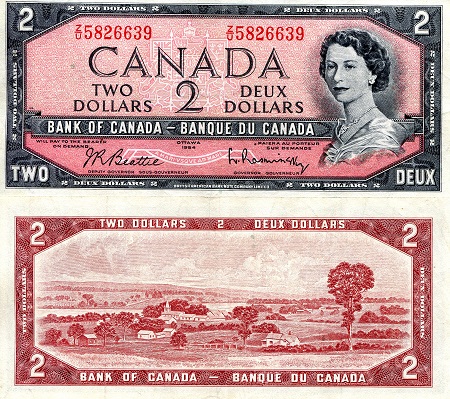 Canada 2 Dollars Pick Number: 76b VF/F (see scan) Banknote