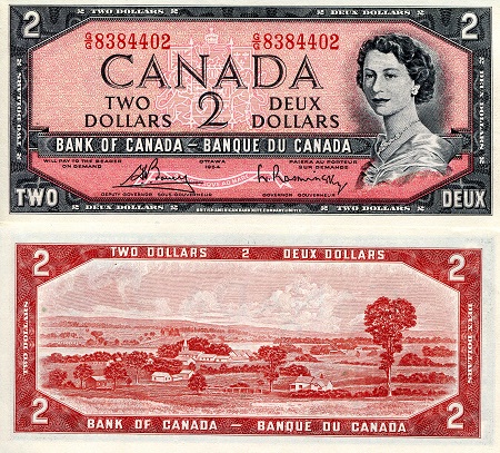 Canada 2 Dollars Pick Number: 76c aUNC/XF (see scan) Banknote