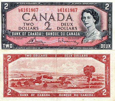 Canada 2 Dollars Pick Number: 76c VF/F (see scan) Banknote