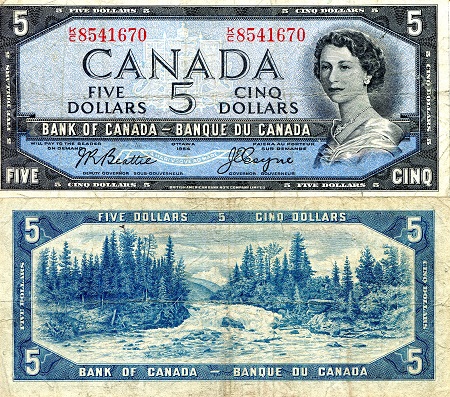Canada 5 Dollars Pick Number: 77a F (See large scan) Banknote