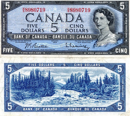 Canada 5 Dollars Pick Number: 77b VF/F (see scan) Banknote