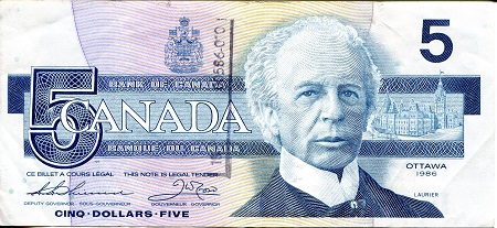 Canada 5 Dollars Pick Number: 95b VF (see large scan) Banknote