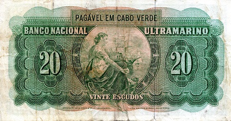 Cape Verde 20 Escudos F (see large scan) pick #: 52