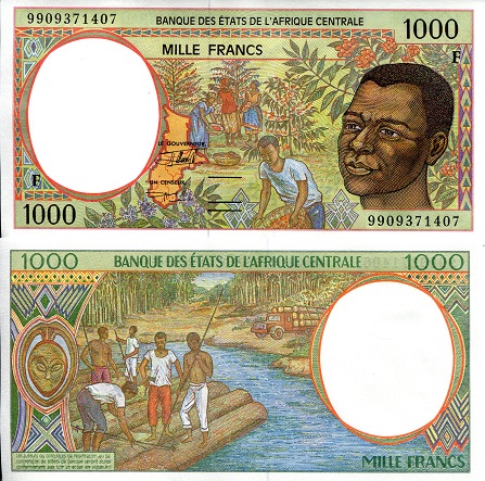 Central African Republic 1,000 Francs Pick Number: 302Ff aUNC (printed on thinner paper) Banknote