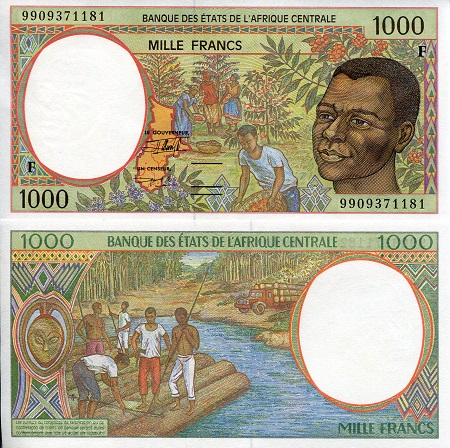 Central African Republic 1,000 Francs Pick Number: 302Ff UNC (printed on thinner paper) Banknote