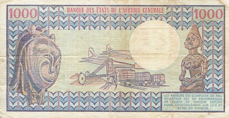 Chad 1,000 Francs F (See large scan) pick #: 7b