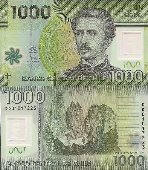 Chile 1,000 Pesos Pick Number: 161c UNC Banknote