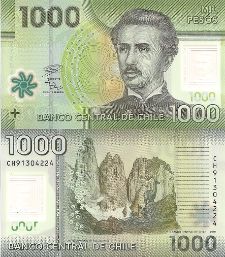 Chile 1,000 Pesos Pick Number: 161j UNC Banknote