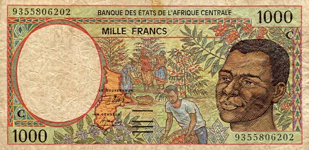 Congo Republic 1,000 Francs Pick Number: 102Ca F/VG+ (see large scan) Banknote