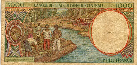 Congo Republic 1,000 Francs F/VG+ (see large scan) pick #: 102Ca