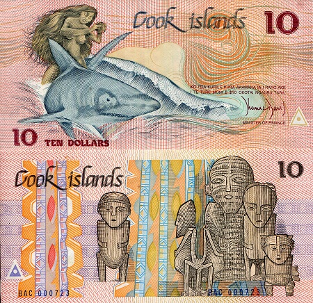 Cook Islands 10 Dollars Pick Number: 4 UNC Banknote