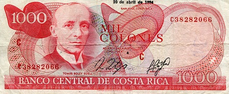 Costa Rica 1,000 Colones Pick Number: 259i F (See large scan) Banknote