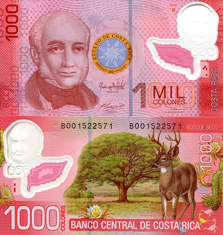 Costa Rica 1,000 Colones Pick Number: 274b UNC Banknote