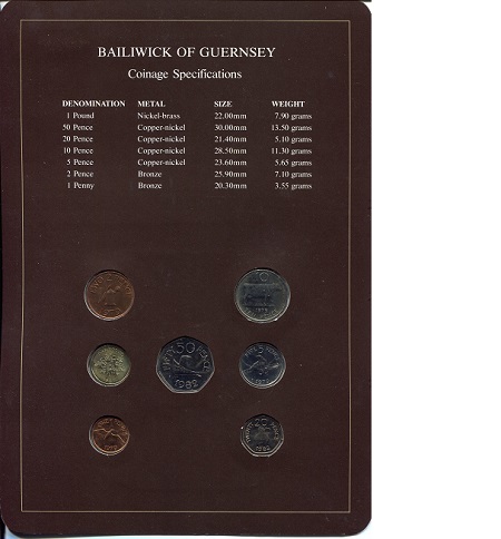 Guernsey 1-1 Penny-Pound UNC (Board may have some wear - see large scan) Coin