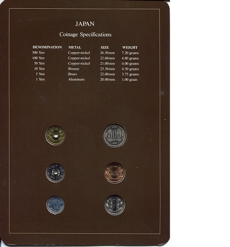 Japan 1-500 Yen UNC (Board may have some wear - see large scan) Coin