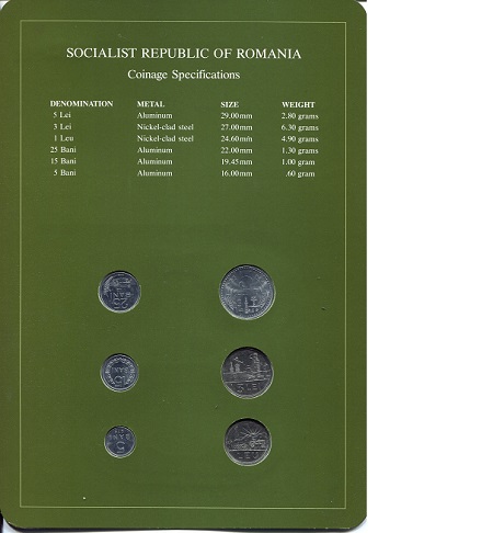 Romania  5-5 Bani - Lei UNC (Board may have some wear - see large scan) Coin