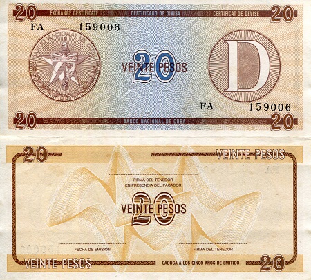 Cuba 20 Pesos Pick Number: FX36 XF (see large scan) Banknote