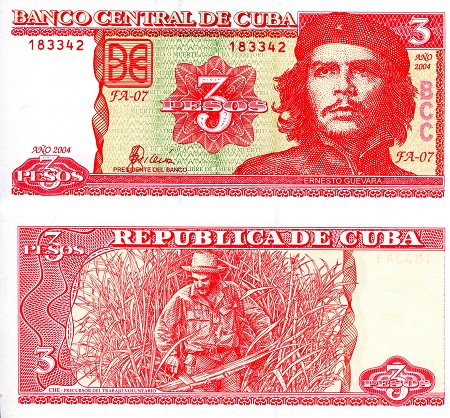 Cuba 3 Peso Pick Number: 127a UNC Banknote
