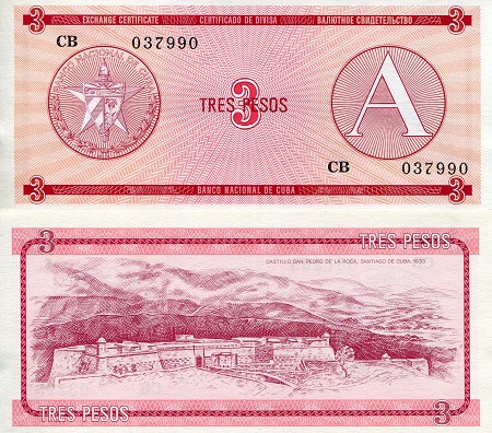 Cuba 3 Pesos Pick Number: FX2 UNC Banknote
