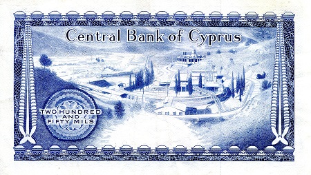 Cyprus  250 Mils XF/VF (see large scan) pick #: 41c
