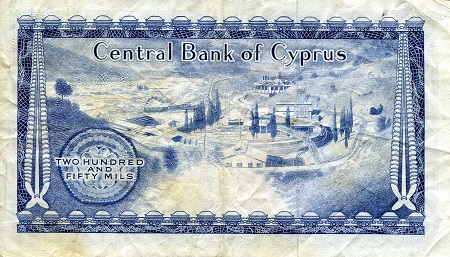 Cyprus  250 Mils VG (see scan) pick #: 41k