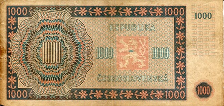 Czechoslovakia  1,000 Korun VG/G (see large scan) pick #: 74b