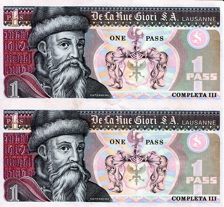 England 1 Pass Pick Number: NP - 5 aUNC (see scan) Banknote
