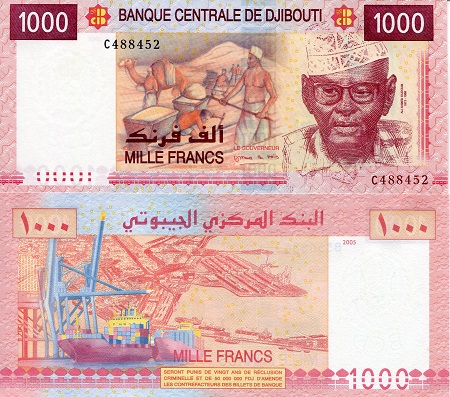 Djibouti 1,000 Francs Pick Number: 42 UNC Banknote